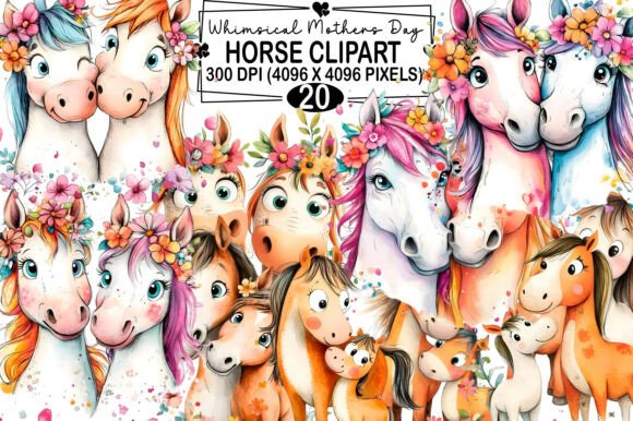 Download Whimsical Mothers Day Horse Clipart Png - Premium Resources