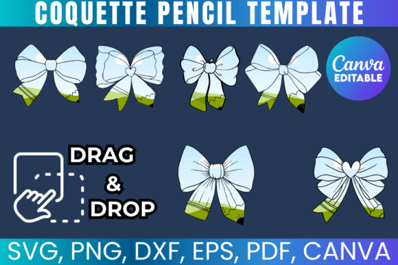 Download Coquette Bow Pencil Bow Canva Template - Coquette bow Collection