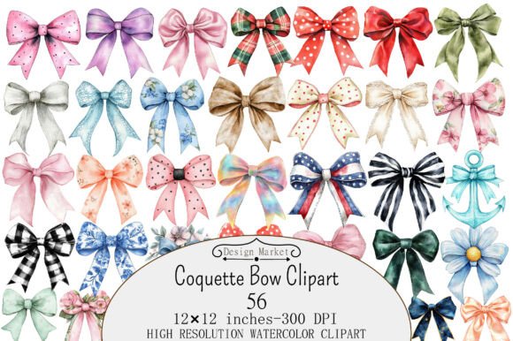 Download Watercolor Coquette Bow Clipart - Coquette bow Collection