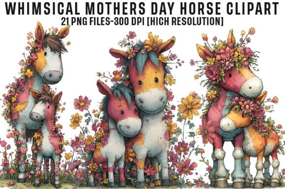 Download Whimsical Mothers Day Horse Clipart PNG - Mothers Collection