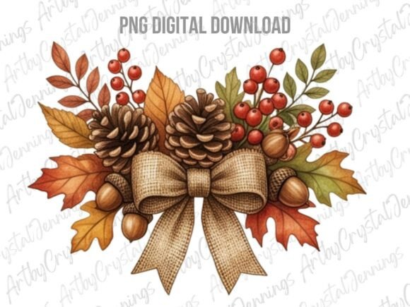 Download Autumn Pinecone Fall Coquette Bow PNG - Premium Resources