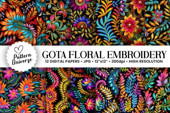Download Gota Embroidery Pattern Digital Papers - Embroidery pattern Collection